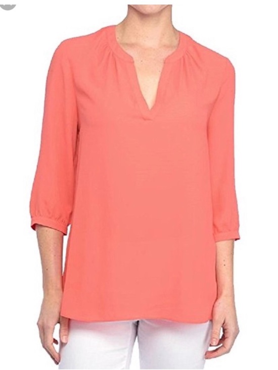 NYDJ Tops - NYDJ Coral Split V-Neck 3/4 Sleeve Tunic